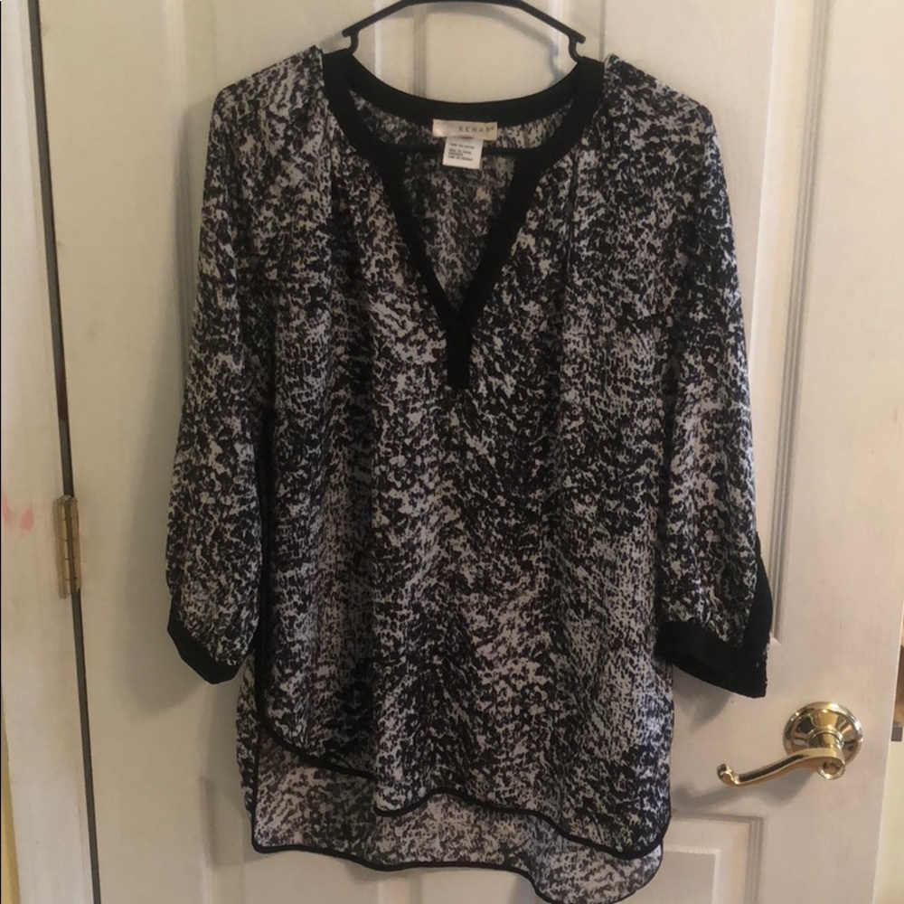 KENAR black and white comfortable blouse